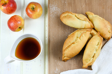 small pies with apples in Russian style