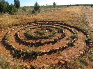 Fototapeta na wymiar Spiral shaped labyrinth