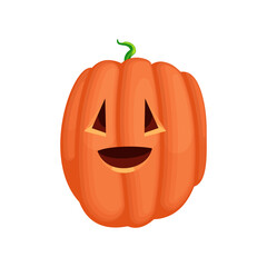Halloween pumpkin vector illustration. Cartoon jack o lantern character template. Party invitation scary graphic isolated on white Traditional October holiday design element.background.