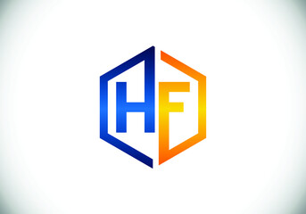 Initial Monogram Letter H F Logo Design Vector Template. H F Letter Logo Design
