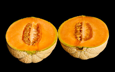 yellow melon on black background