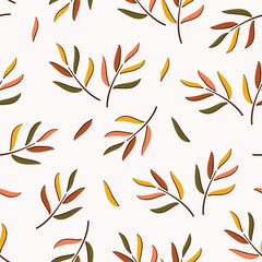 Fototapeta premium Fall. Autumn Leaves. Vector Floral Seamless Pattern. Vintage Leaf Background. Ditsy Floral Print