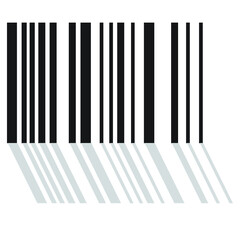 
black vertical rectangles of different thickness and equal length with reflection. barcode on white background