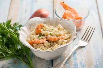 shrimp risotto with champagne