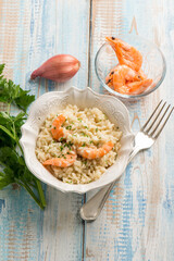 shrimp risotto with champagne