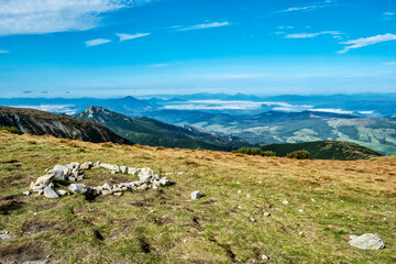 Fototapeta na wymiar Orava Region and Sivy peak from Brestova, Western Tatras, Slovakia, hiking theme