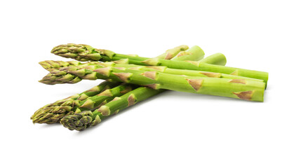 fresh green asparagus on a white background
