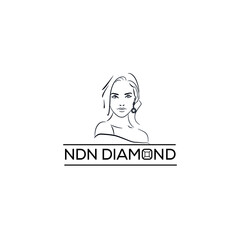 NDN Diamond logo with a women weaning Diamond earring line drawing 
