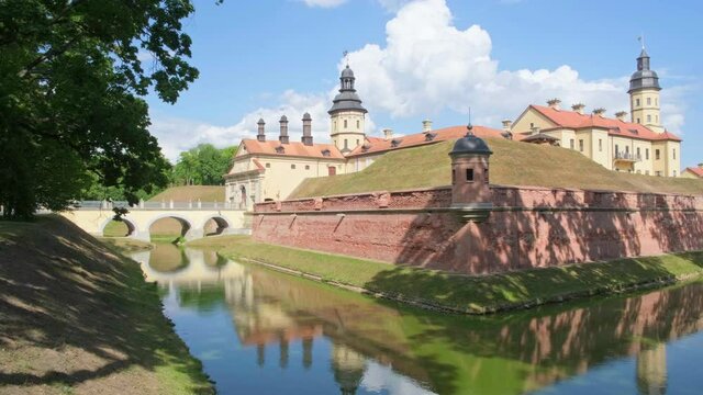 Belorussian tourist landmark attraction - Nesvizh castle, Minsk region, Belarus.