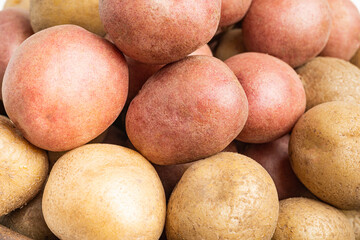 A Macro Or Extreme Close-Up Shot Of Raw And Fresh Baby Potatoes