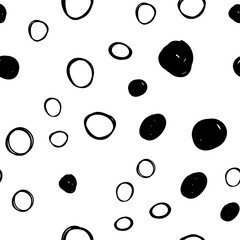 Abstract Black and White Seamless Pattern. Vector Dotted Textured Background.