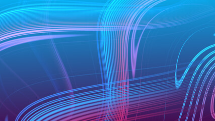 Abstract pink blue gradient geometric background. Neon light curved lines and shape with colorful graphic design.