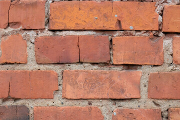 Background of an old brick wall.Red brick background