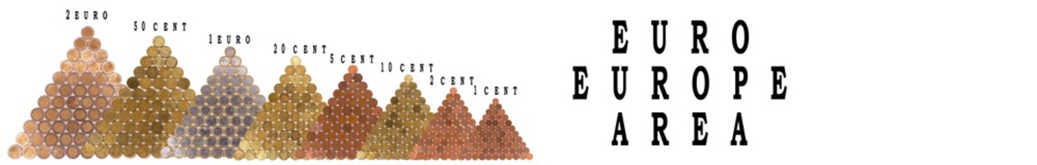 Pyramid representation of the coins of the euro zone states