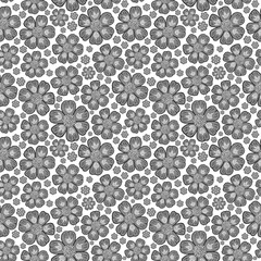 Seamless botanical floral white and gray pattern with flowers
