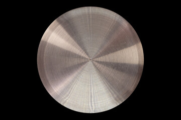 Stainless steel disc isolated on black background