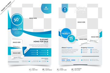 Elegant home for sale real estate flyer poster template with photo