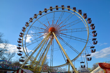 Ferris wheel in entertaining Shevchenko park in Odessa, Ukraine