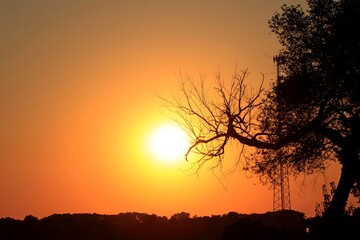 sunset in the countryside out in the country in Kansas.