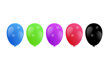 Balloon set. Vector illustration of shiny colorful glossy balloons. Realistic air 3d balloons isolated on white background. Big collection of different nice balloons. design elements balloon