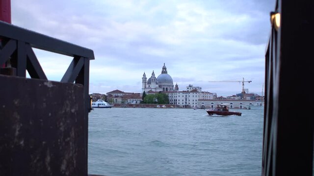 Footage of Santa Maria della Salute (English:Saint Mary of Health),known as Salute.Roman Catholic church & minor basilica located at Punta della Dogana,Venezia