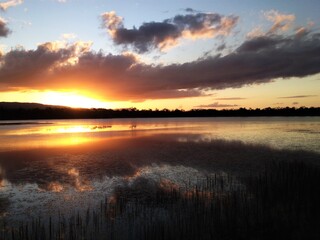 Obraz premium Stunning sunset over the Mareeba Wetlands