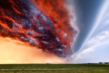 Storm clouds and dramatic sky at sunset