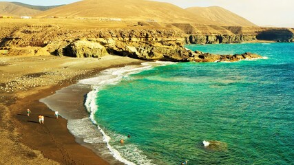 view of the sea from the beach in fuerteventura