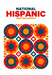 National Hispanic Heritage Month in September and October. Hispanic and Latino Americans culture. Celebrate annual in United States. Poster, card, banner and background. Vector illustration