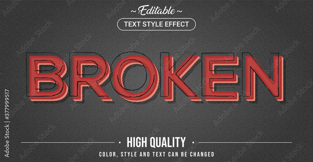 Aufkleber editable text style effect - broken theme style.