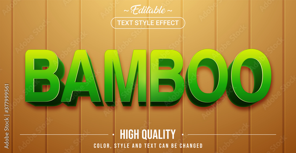 Aufkleber editable text style effect - bamboo theme style.