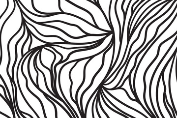 Wavy background. Hand drawn waves. Abstract waved pattern. Black and white illustration