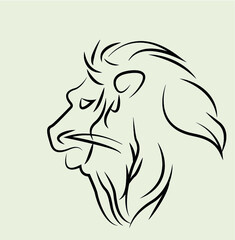 Lion face  profile silhouette