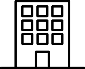 Office building sign icon in flat style. Apartment vector illustration on white isolated background. Architecture business concept.