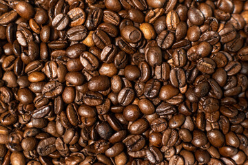 Close-Up of Roasted Coffee Beans Background