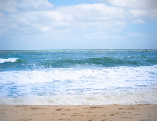 beach sky sand water ocean