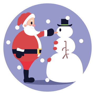 Isolated santa clauss snowman christmas time season icon- Vector