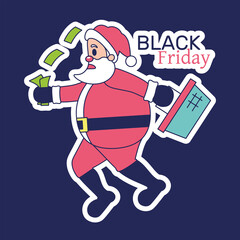 Isolated Santa clauss shopping black friday figure - Vector