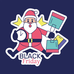 Isolated Santa clauss time black friday figure - Vector