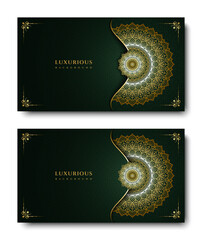 Luxurious arabesque background with gold mandala style art vector
