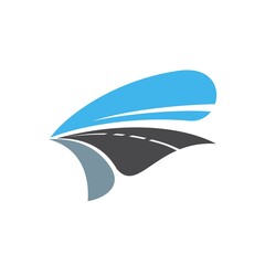 Obraz premium Road, pathway, highway isolated vector icon. City highway road disappearing into the distance, travel or transportation service emblem design. Driveway cartoon symbol, traffic sign, direction