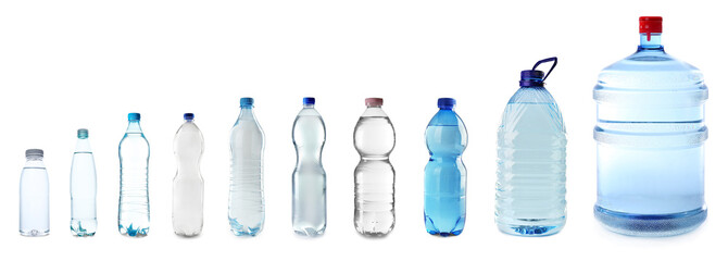 Bottle of detergent on white background