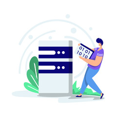 Illustration Data Mining, Data Processing concept, can be used for landing pages, web, ui, banners, templates, backgrounds, flayer, posters - Vector