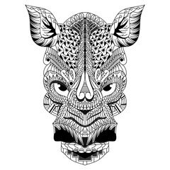 Hand drawn of rhino head in zentangle style © Ciputra
