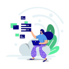 Illustration Scheme Of Cloud, Data Processing concept, can be used for landing pages, web, ui, banners, templates, backgrounds, flayer, posters - Vector