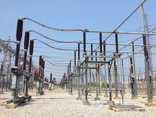 High voltage Gas Insulated disconnect switch in switchyard and electrical power substation, GIS system