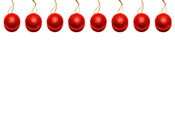 Red Christmas balls isolated on white background