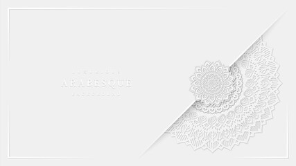 Luxurious arabesque background with Clean White Mandala style art vector