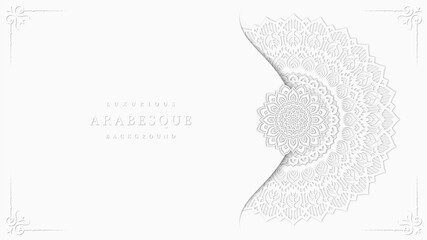 Luxurious arabesque background with Clean White Mandala style art vector