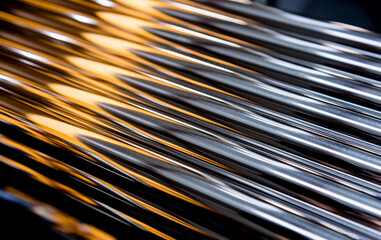 Abstract background of steel pipes stacked on a pallet